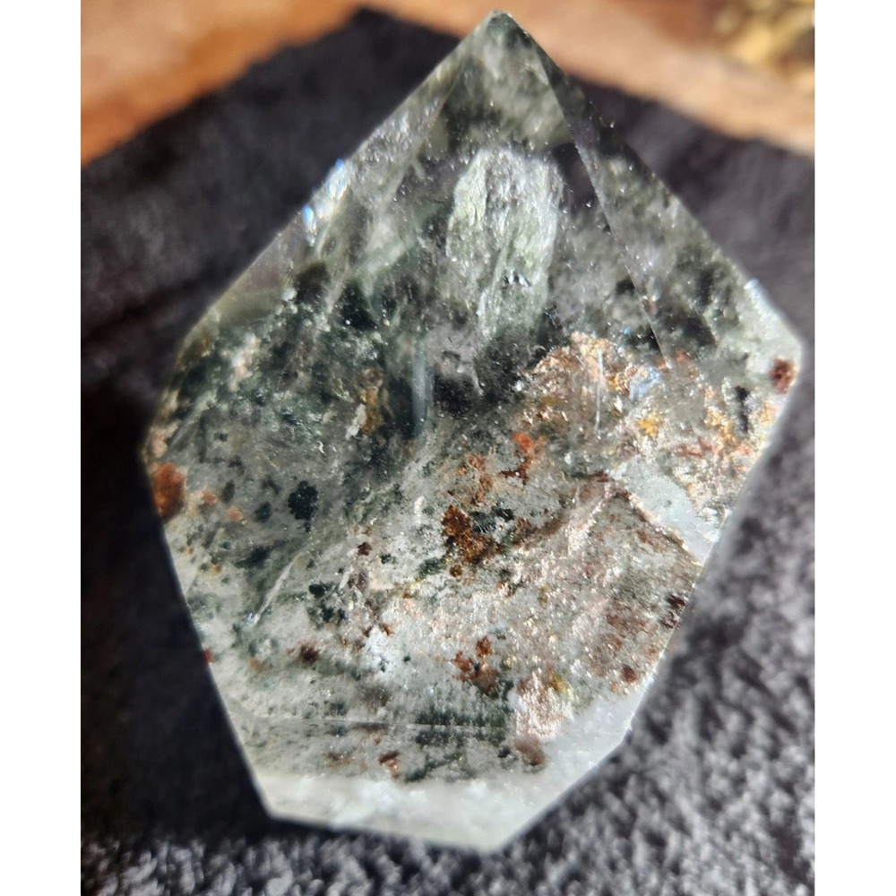 Large Garden Quartz/ Lodalite Tower, Freeform carved crystal,